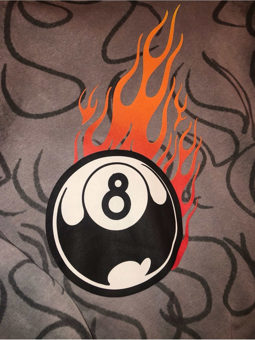 Von Dutch Hoodie Gray with Flame Dice & 8-Ball - Picture 3 of 10
